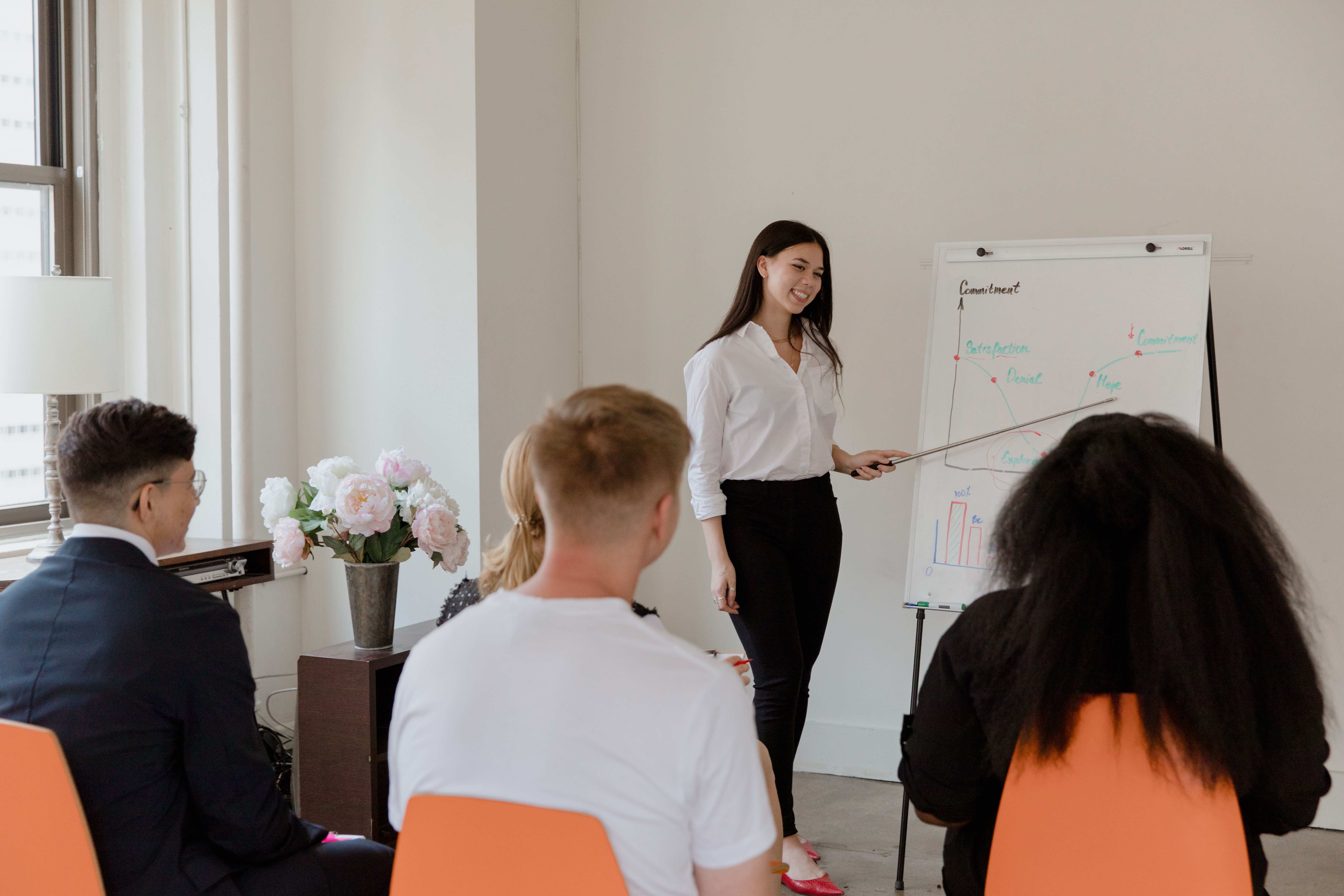Instructor leading an interactive training session with a diverse group